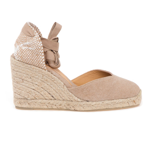 Espadrillas Castaner Chiara/8 in canvas con zeppa 90 mm e scollo a "V"