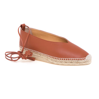 Castañer, espadrilla "GEA" stile ballerina in pelle con allacciatura in caviglia - 4