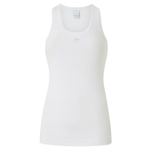 Top/canotta Pinko a costine con logo Love Birds