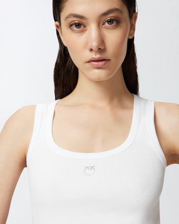Top/canotta Pinko a costine con logo Love Birds - 6