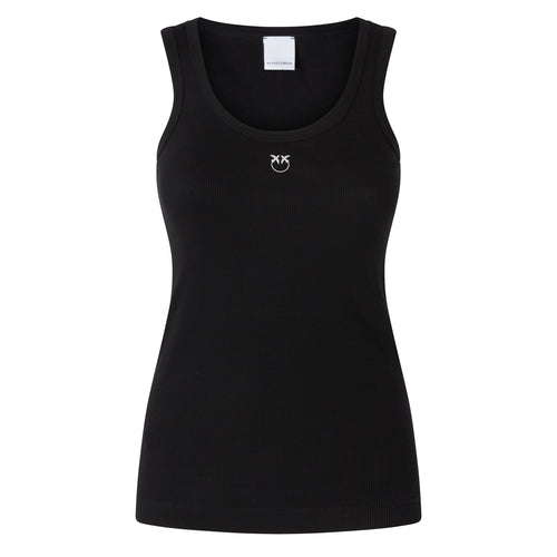 Top/canotta Pinko a costine con logo Love Birds