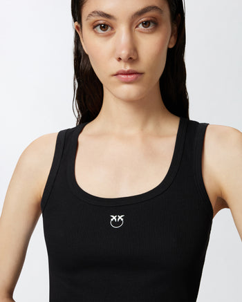 Top/canotta Pinko a costine con logo Love Birds - 6