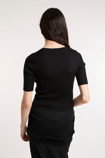 Maglia a costine Pinko con logo Love Birds in trasparenza - 4