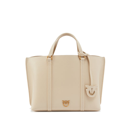 Borsa shopping Pinko in pelle martellata BEIGE - GR. FUMO - ANT. GOLD