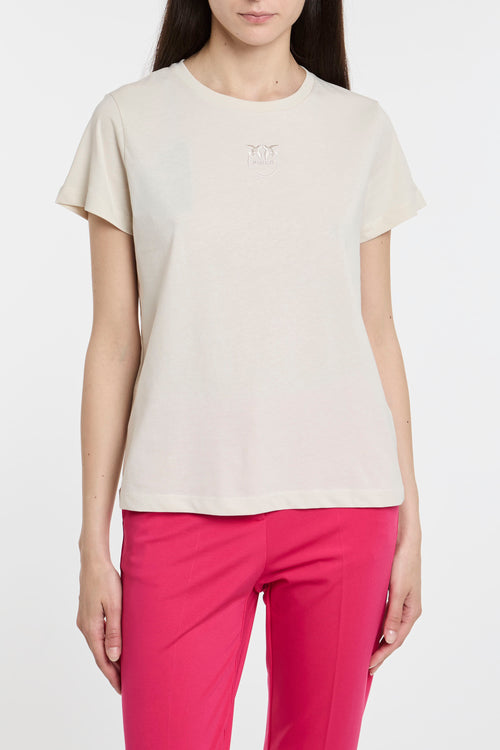 T-shirt Pinko in jersey di cotone con logo ricamato
