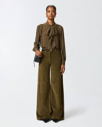 Pantalone a palazzo Pinko in velluto con coste sottili - 3