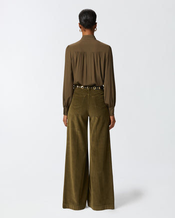 Pantalone a palazzo Pinko in velluto con coste sottili - 4