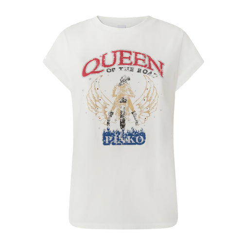 T-shirt Pinko in cotone con stampa "Queen of the road"