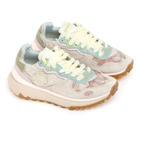 Sneaker Satorisan Chacrona Metta Lino Whitewisp in camoscio e lino ricamato - 2