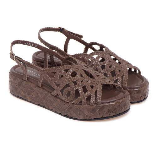Sandalo Pons Quintana in pelle intrecciata con platform - 2