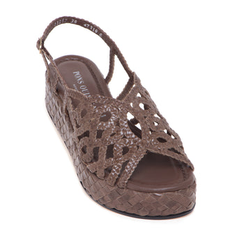 Sandalo Pons Quintana in pelle intrecciata con platform - 4