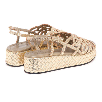 Sandalo Pons Quintana in pelle intrecciata con platform - 3