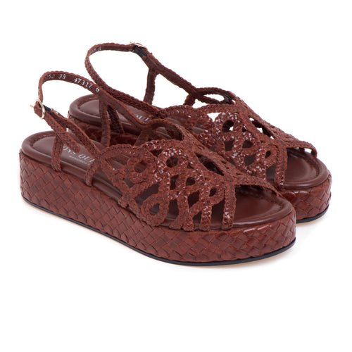 Sandalo Pons Quintana in pelle intrecciata con platform - 2