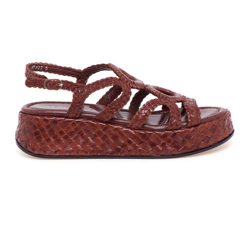 Sandalo flat Pons Quintana in pelle intreccata e platform