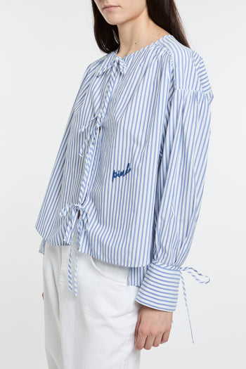 Blusa a righe Pinko in popeline con fiocchi davanti - 7