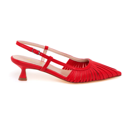 Sling-back Anna F. in pelle con mignon e tacco 55 mm.