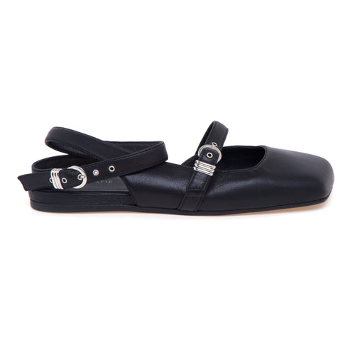 Sling-back flat Vic Matiè in pelle con punta quadra e cinturino