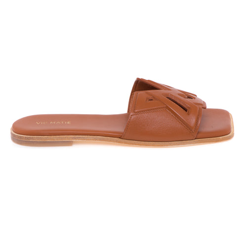 Ciabatta Vic Matiè in pelle con fascia e logo VM embossed - 1