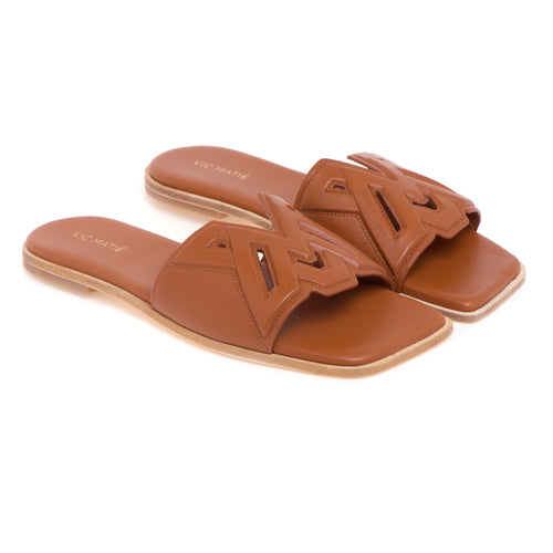 Ciabatta Vic Matiè in pelle con fascia e logo VM embossed - 2