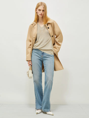 Marella, trench monopetto Santhia in cotone anti goccia - 3
