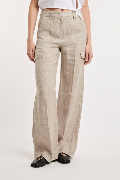 Marella, pantalone cargo Gelada in lino - 1