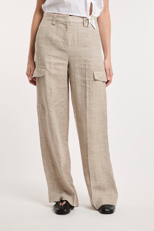 Marella, pantalone cargo Gelada in lino - 2