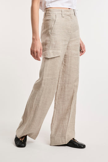 Marella, pantalone cargo Gelada in lino - 4
