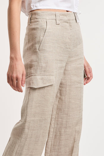 Marella, pantalone cargo Gelada in lino - 5
