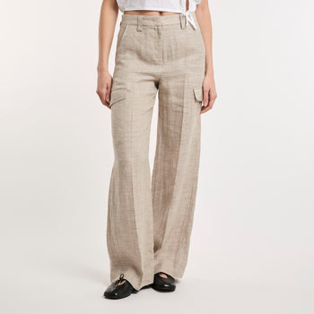 Marella, pantalone cargo Gelada in lino - 8