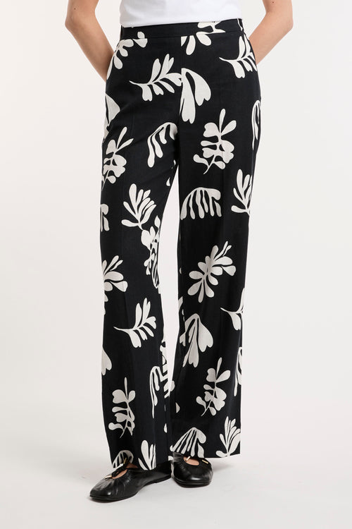 Marella, pantalone a palazzo Antiope in misto lino