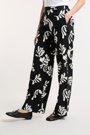 Marella, pantalone a palazzo Antiope in misto lino - 3
