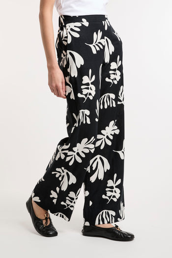 Marella, pantalone a palazzo Antiope in misto lino - 4