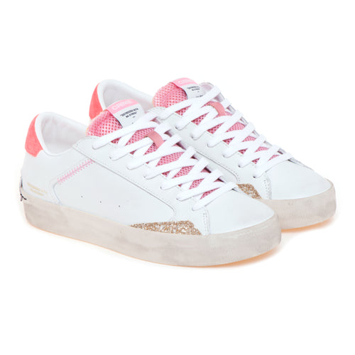 Sneaker Crime London "Distressed" in pelle e glitter  BIANCO - 2
