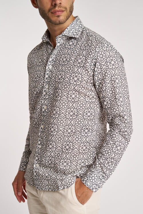 Camicia Bastoncino in misto lino con fantasia - 2