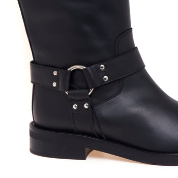 Stivale biker Via Roma 15 in pelle con fibbie - 4