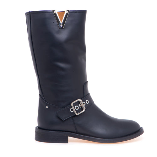 Biker Via Roma 15 in pelle con "V" nickel