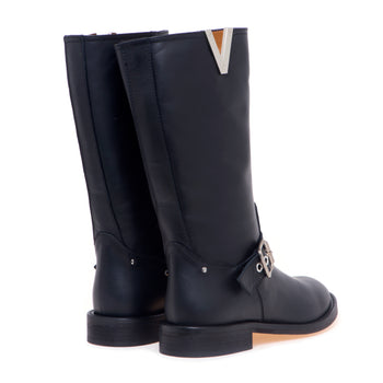 Biker Via Roma 15 in pelle con "V" nickel - 3