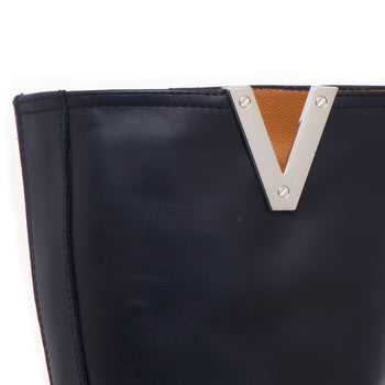 Biker Via Roma 15 in pelle con "V" nickel - 4