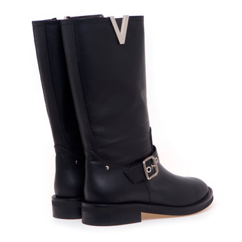 Stivaletto biker Via Roma 15 in pelle con "V" nickel - 3
