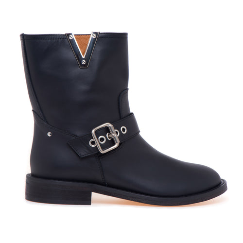 Tronchetto Via Roma 15 in pelle con "V" nickel
