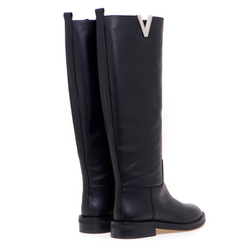 Stivale Via Roma 15 in pelle con "V" in metallo silver - 3