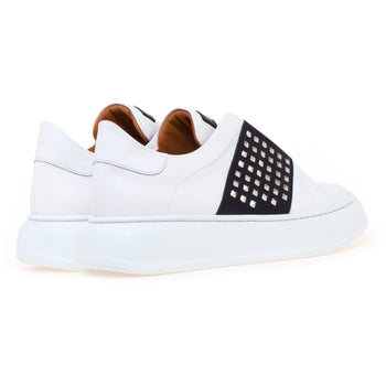 Sneaker Via Roma 15 in pelle con fascia a contrasto e borchie - 3