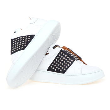 Sneaker Via Roma 15 in pelle con fascia a contrasto e borchie - 4