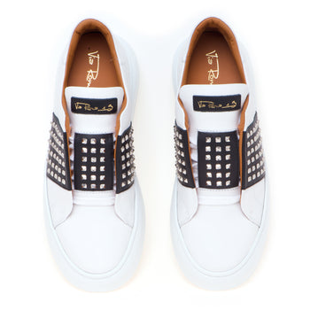 Sneaker Via Roma 15 in pelle con fascia a contrasto e borchie - 5