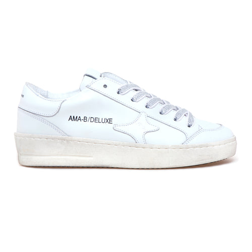 Sneaker basket Ama Brand "Slam" in vernice effetto spalmato  BIANCO