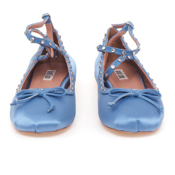 Ballerina Bibi Lou in tessuto satin con cinturino e borchie con strass - 5