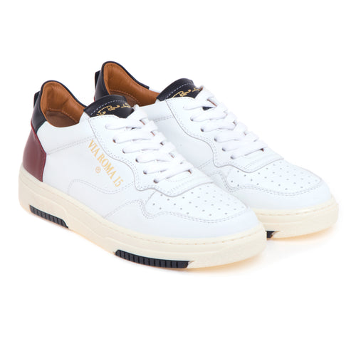 Sneaker basket Via Roma 15 in pelle e camoscio  BIANCO - BORDEAUX - 2