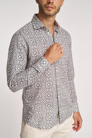 Camicia Bastoncino in misto lino con fantasia - 3