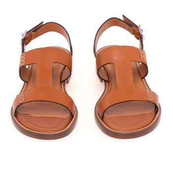 Sandalo Guglielmo Rotta in pelle con t-bar e fondo cuoio - 5