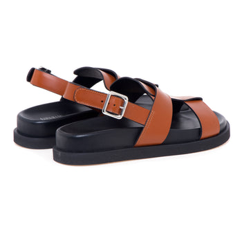 Sandalo basso Guglielmo Rotta in pelle a taglio vivo con T-bar e fussbet - 3